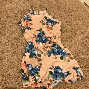 Pink based but with blue flowers